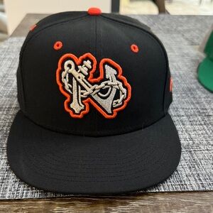 Minor League On Field Official Norfolk Tides New Era Black Cap SZ 7 1/4